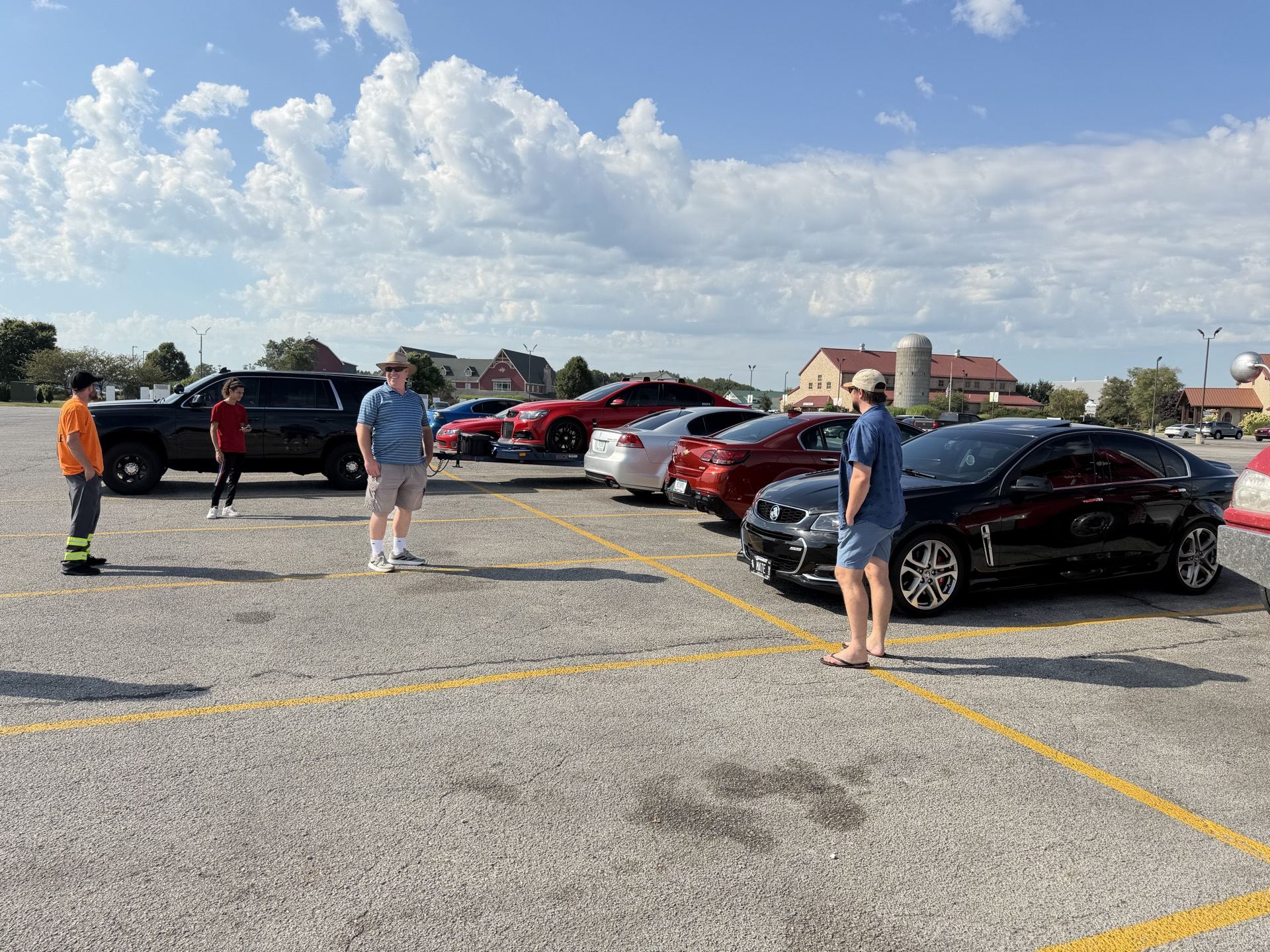 Cars arriving in the parking lot at Indianapolis Motor Speedway